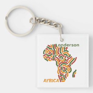 Moderne aangepaste naam Pan Africa Flag Map Sleutelhanger