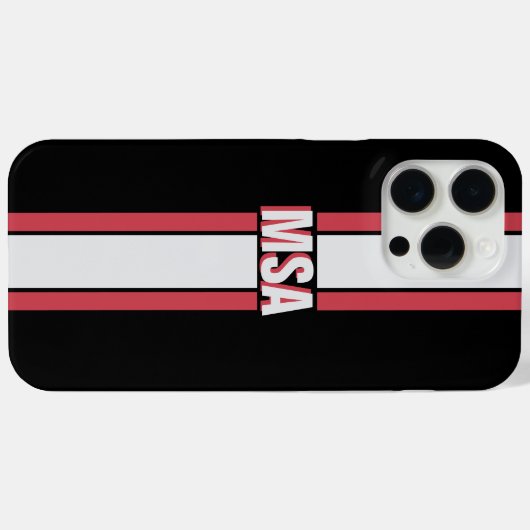 Moderne aangepaste naam rode zwarte rechte lijn Case-Mate iPhone case (Achterkant (horizontaal))