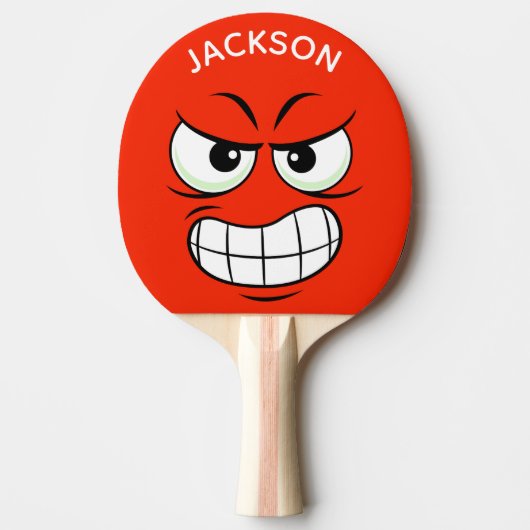 Moderne aangepaste naam tafeltennis Angry Face Pin Tafeltennisbatje (Voorkant)