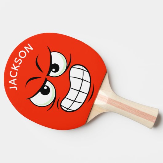Moderne aangepaste naam tafeltennis Angry Face Pin Tafeltennisbatje (Zijkant)
