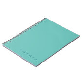 Moderne aangepaste naam turquoise en blauw notitieboek (Linkerzijde)