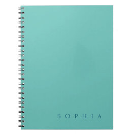 Moderne aangepaste naam turquoise en blauw notitieboek