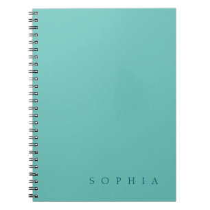 Moderne aangepaste naam turquoise en blauw notitieboek