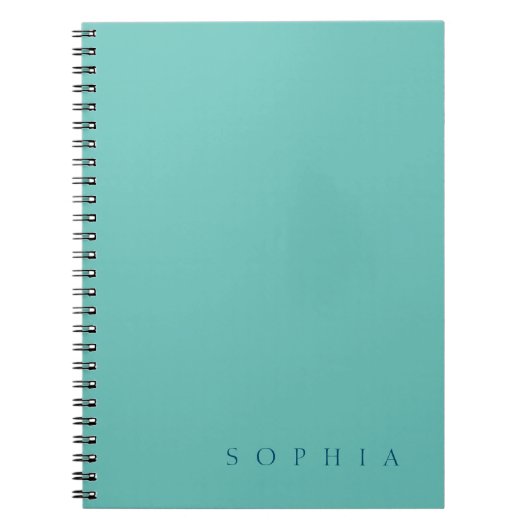 Moderne aangepaste naam turquoise en blauw notitieboek (Voorkant)