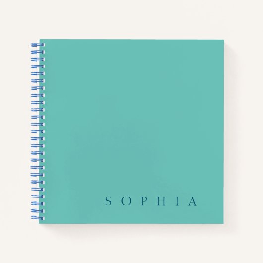 Moderne aangepaste naam turquoise en blauw notitieboek (Voorkant)