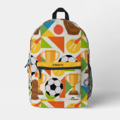 Moderne aangepaste naam voetbalpatroon bedrukte rugzak (Voorkant)