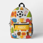 Moderne aangepaste naam voetbalpatroon bedrukte rugzak (Voorkant)