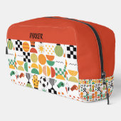 Moderne aangepaste naam voetbalpatroon toilettasje (Rechterhoek)