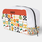 Moderne aangepaste naam voetbalpatroon toilettasje (Rechterhoek)