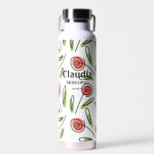 Moderne aangepaste naam Waterverf Bloemen bruiloft Waterfles (Voorkant)