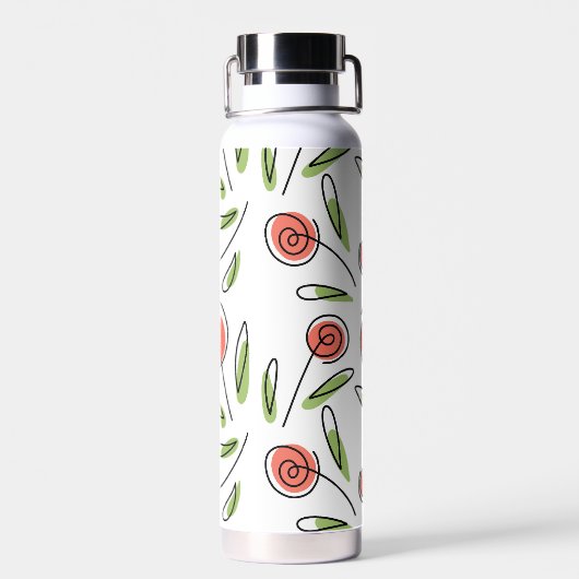 Moderne aangepaste naam Waterverf Bloemen bruiloft Waterfles (Achterkant)