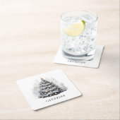 Moderne aangepaste naam Zwart & Wit Kerstboom Kartonnen Onderzetters (Insitu)