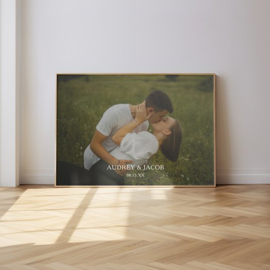 Moderne aangepaste namen Huwelijksfoto van koppel Poster