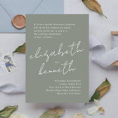 Moderne aangepaste namen Sage Groen Wit Bruiloft Kaart