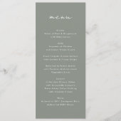 Moderne aangepaste namen Sage Groen Wit Bruiloft S Menu (Voorkant)