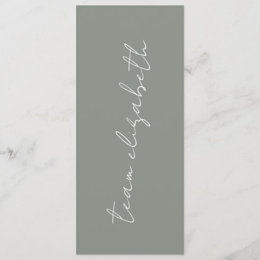 Moderne aangepaste namen Sage Groen Wit Bruiloft S Menu (Achterkant)