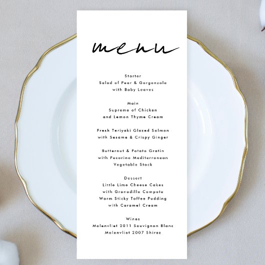 Moderne aangepaste namen zwart-wit Onyx wit Menu