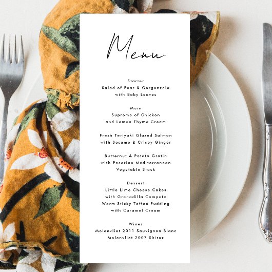 Moderne aangepaste namen zwarte gebeurtenis menu