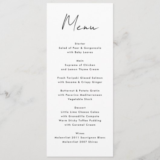 Moderne aangepaste namen zwarte gebeurtenis menu (Voorkant)