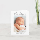 Moderne Aangepaste Newborn Baby Foto van het Manus Bedankkaart (Voorkant)