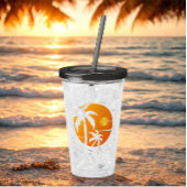 Moderne aangepaste paar naam letter Palm Tree Acryl Drinkbeker