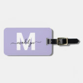 Moderne Aangepaste Paarse Monogramnaam Bagagelabel (Voorkant horizontaal)