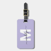 Moderne Aangepaste Paarse Monogramnaam Bagagelabel (Voorkant verticaal)
