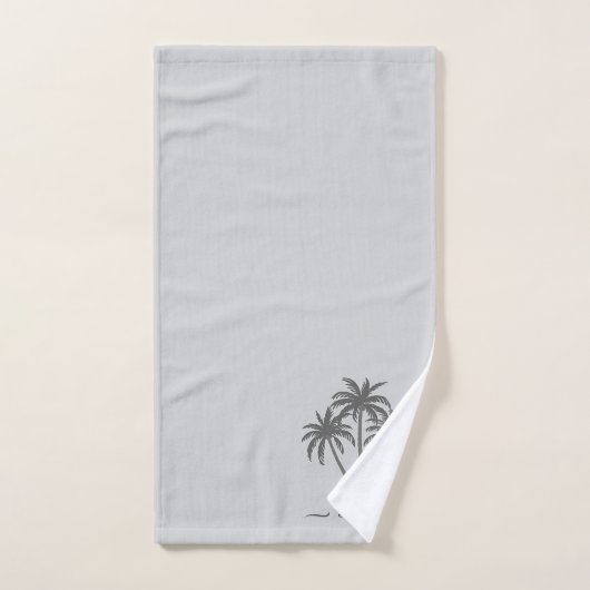 Moderne aangepaste palmbomen en script op grijs bad handdoek (Handdoek)