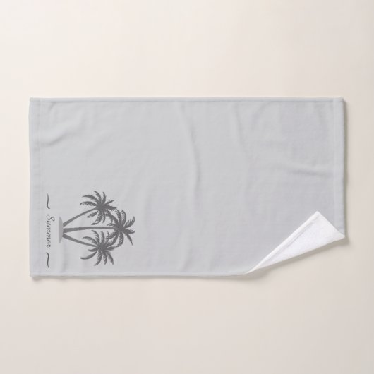Moderne aangepaste palmbomen en script op grijs bad handdoek (Handdoek)