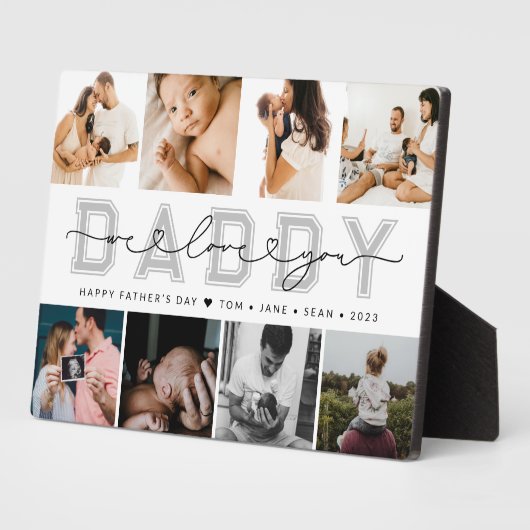 Moderne aangepaste papa vaderdag fotocollage fotoplaat (Zijkant)
