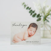 Moderne aangepaste pasgeboren Baby-fotohartscript Bedankkaart (Staand voorkant)