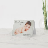 Moderne aangepaste pasgeboren babyfoto Hart Letter Bedankkaart (Voorkant)