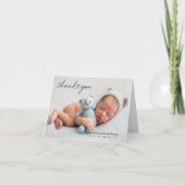 Moderne aangepaste pasgeboren babyfoto hartscript bedankkaart (Voorkant)