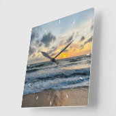 Moderne aangepaste Photo Mint Eenvoudig Mooi Cadea Vierkante Klok (Hoek)