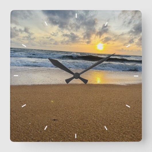 Moderne aangepaste Photo Mint Eenvoudig Mooi Cadea Vierkante Klok (Voorkant)