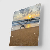 Moderne aangepaste Photo Mint Eenvoudig Mooi Cadea Vierkante Klok (Hoek)