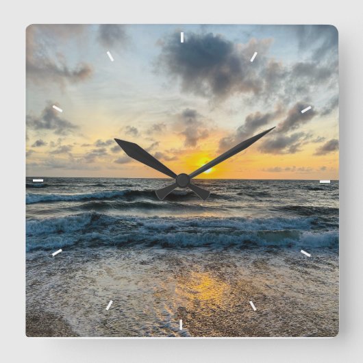 Moderne aangepaste Photo Mint Eenvoudig Mooi Cadea Vierkante Klok (Voorkant)