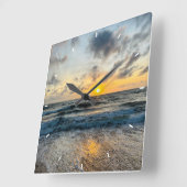 Moderne aangepaste Photo Mint Eenvoudig Mooi Cadea Vierkante Klok (Hoek)