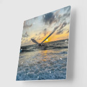 Moderne aangepaste Photo Mint Eenvoudig Mooi Cadea Vierkante Klok (Hoek)