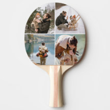 Moderne aangepaste pingpongbat met 4 foto's collag