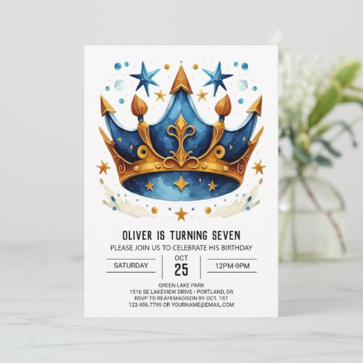 Moderne aangepaste prins kroonverjaardag kaart (Staand voorkant)
