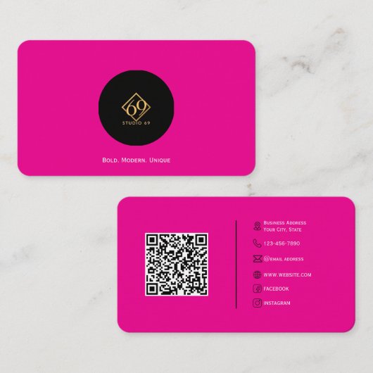 Moderne aangepaste QR-code Visitekaartje met Logo (Voorkant / Achterkant)