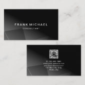 Moderne aangepaste QR-codeconsultant (zwart) Visitekaartje (Voorkant / Achterkant)