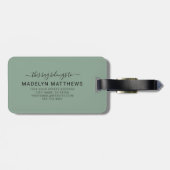 Moderne Aangepaste Sage Groene Monogram Naam Bagagelabel (Achterkant horizontaal)