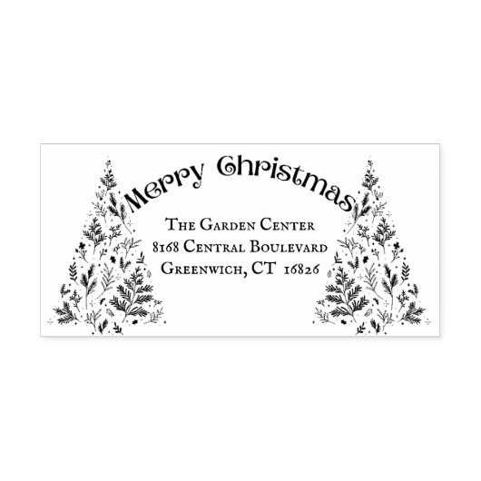 Moderne aangepaste script botanische kerstboom  zelfinktende stempel (Design)