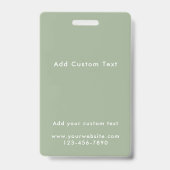 Moderne aangepaste script Sage groene foto ID naam Badge (Achterkant)