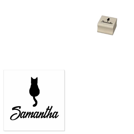 Moderne aangepaste scriptnaam Cat Rubberstempel (Gestempeld)