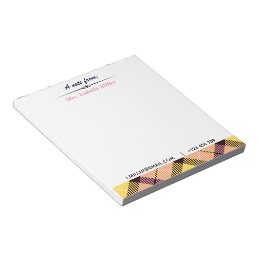 Moderne aangepaste scriptnaam E-mail Tel Pset Tart Notitieblok (Schuin)