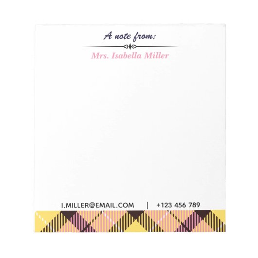 Moderne aangepaste scriptnaam E-mail Tel Pset Tart Notitieblok (Voorkant)