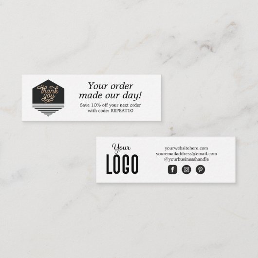 Moderne aangepaste scriptvolgorde Hartelijk dank Mini Visitekaartje (Voorkant / Achterkant)